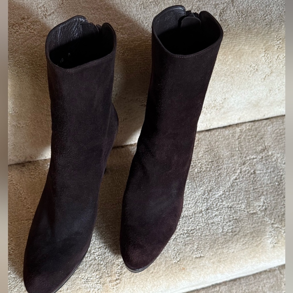 Stuart Weitzman Brown Suede Ankle Boots Sleek Design